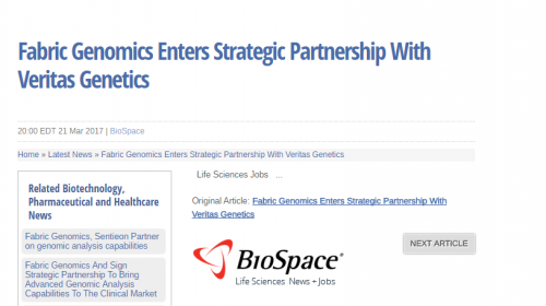 奕真生物联手Fabric Genomics ，推动个人全基因组测序市场普及