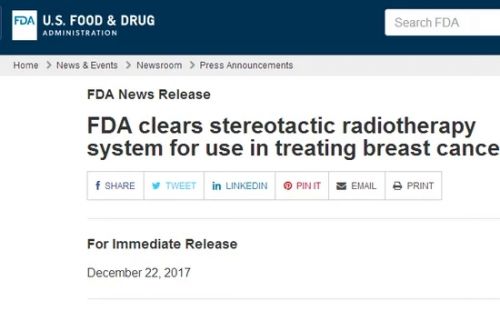 FDA批准立体定向放射系统 精准治乳腺癌