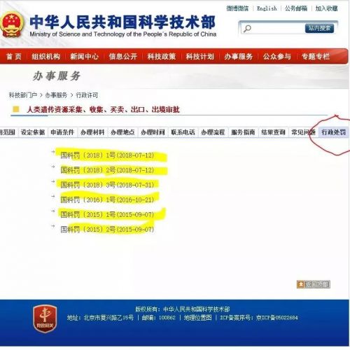 人类遗传资源行政处罚公布！内附详单！