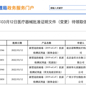 已有10家企业获批抗原自测试剂！谁能抢占先机？