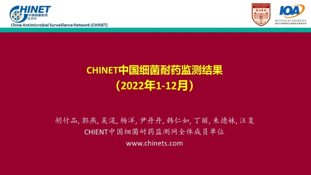 CHINET发布2022年中国细菌耐药监测结果