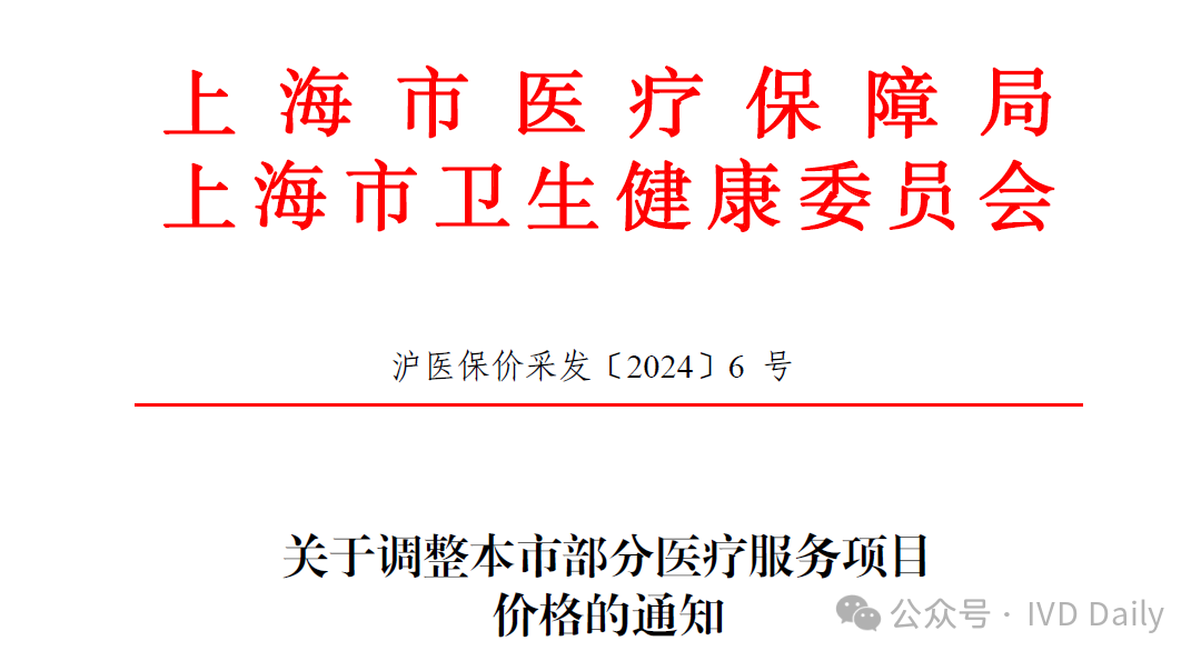 上海：检验项目收费统一大降价，不再分方法学